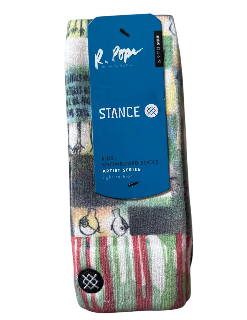 New Stance Kids Size 2.5-5.5 Snowboarding Socks Designed by Russ Pope